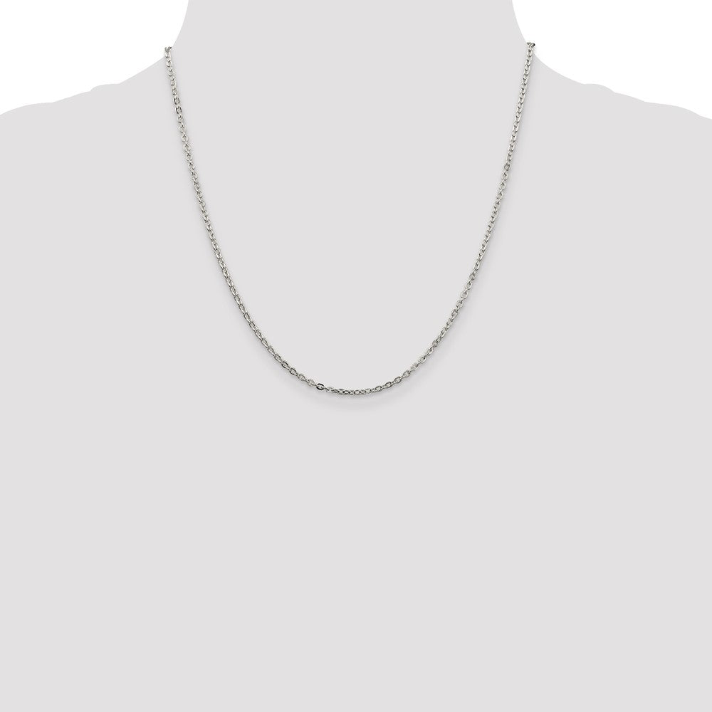 20 Inch Sterling Silver 2mm Flat Link Cable Chain Necklace