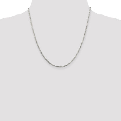 20 Inch Sterling Silver 2mm Flat Link Cable Chain Necklace