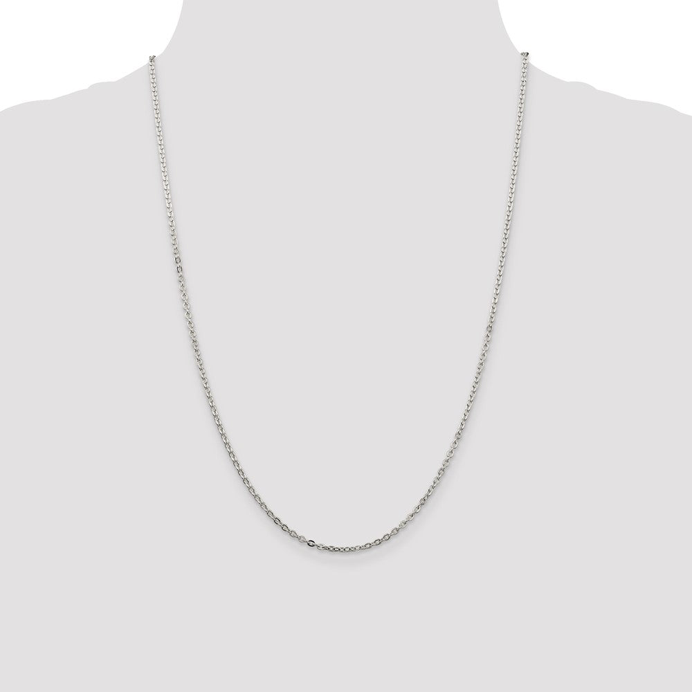 24 Inch Sterling Silver 2mm Flat Link Cable Chain Necklace