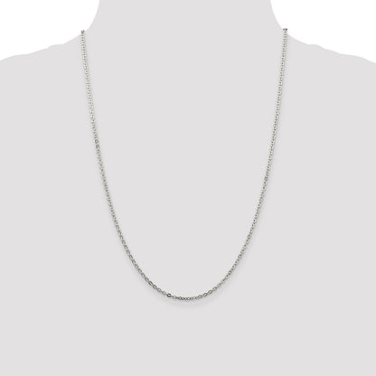 24 Inch Sterling Silver 2mm Flat Link Cable Chain Necklace