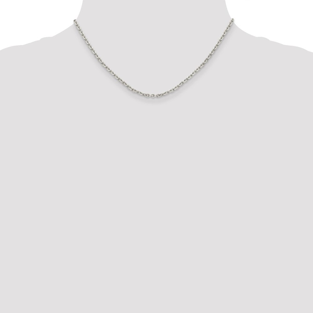 16 Inch Sterling Silver 2.75mm Flat Link Cable Chain Necklace