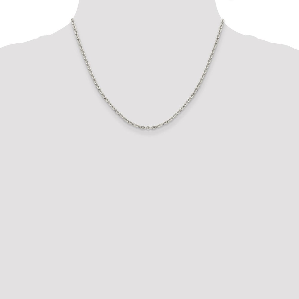 18 Inch Sterling Silver 2.75mm Flat Link Cable Chain Necklace