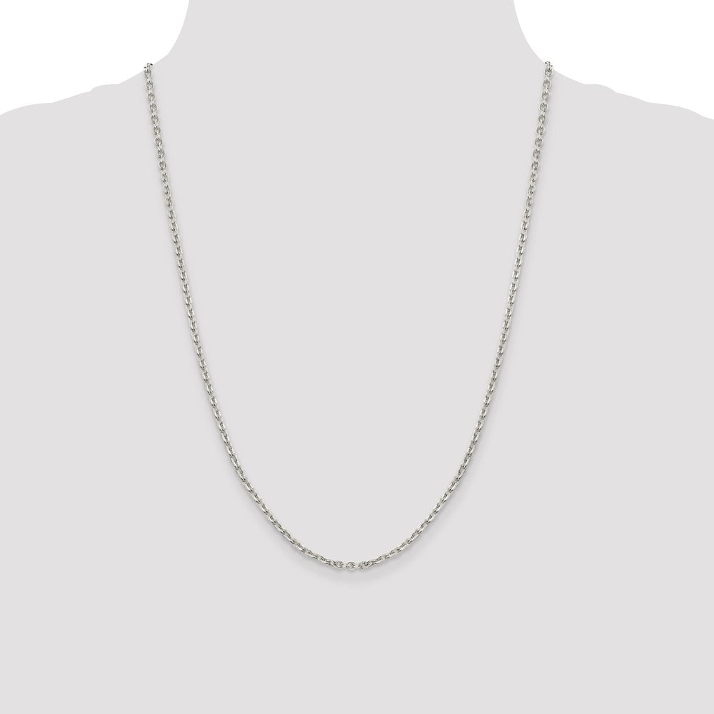 24 Inch Sterling Silver 2.75mm Flat Link Cable Chain Necklace
