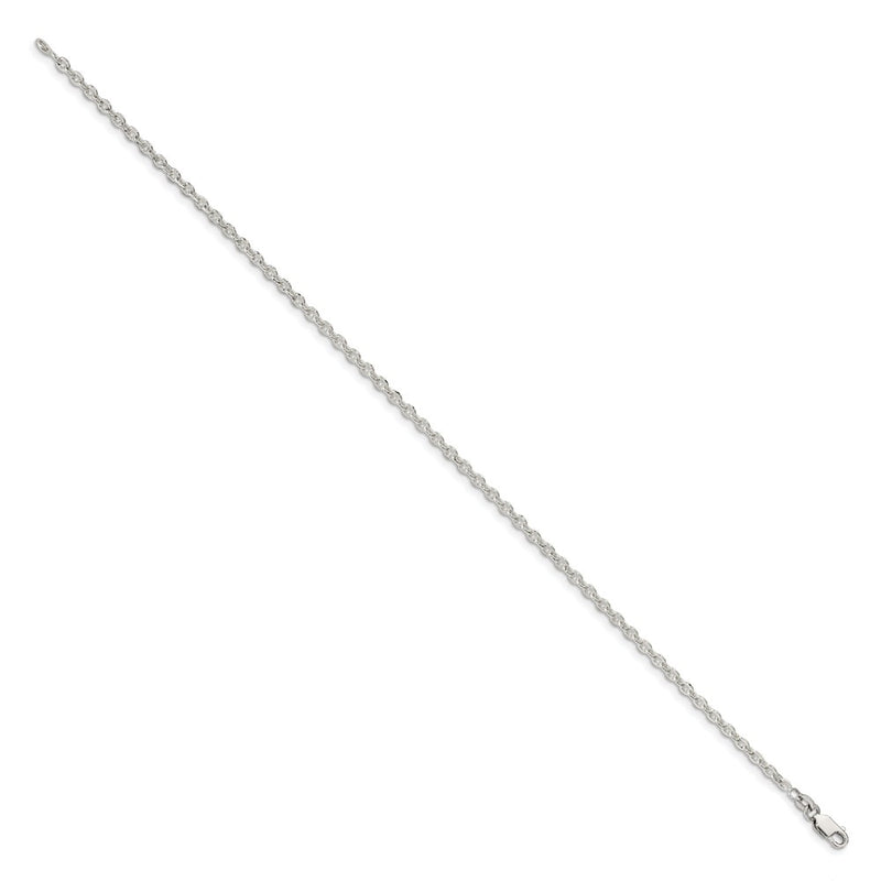 7 Inch Sterling Silver 2.75mm Flat Link Cable Chain Bracelet