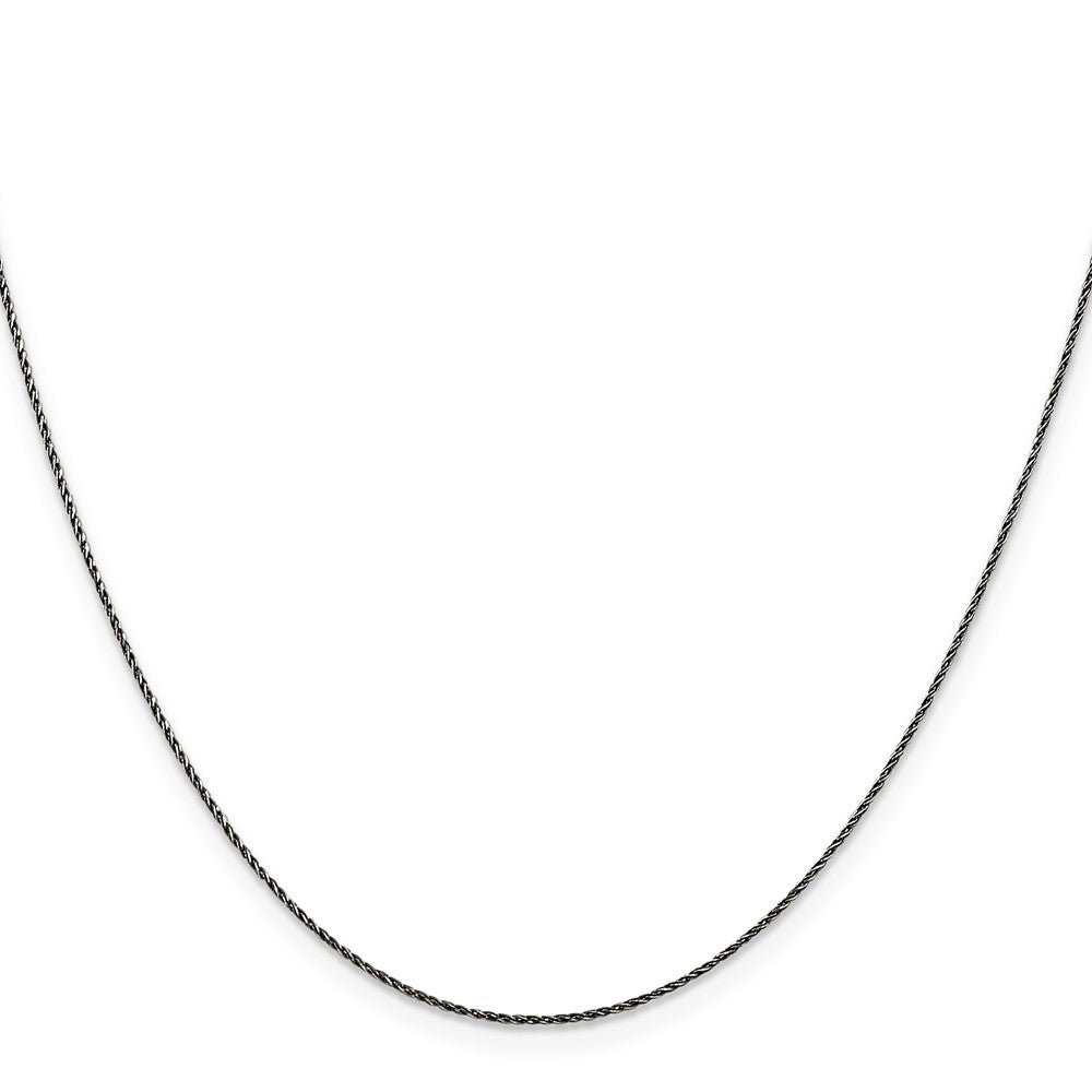 26 Inch Sterling Silver Ruthenium-Plated .75mm Twisted Tight Wheat Chain Necklace