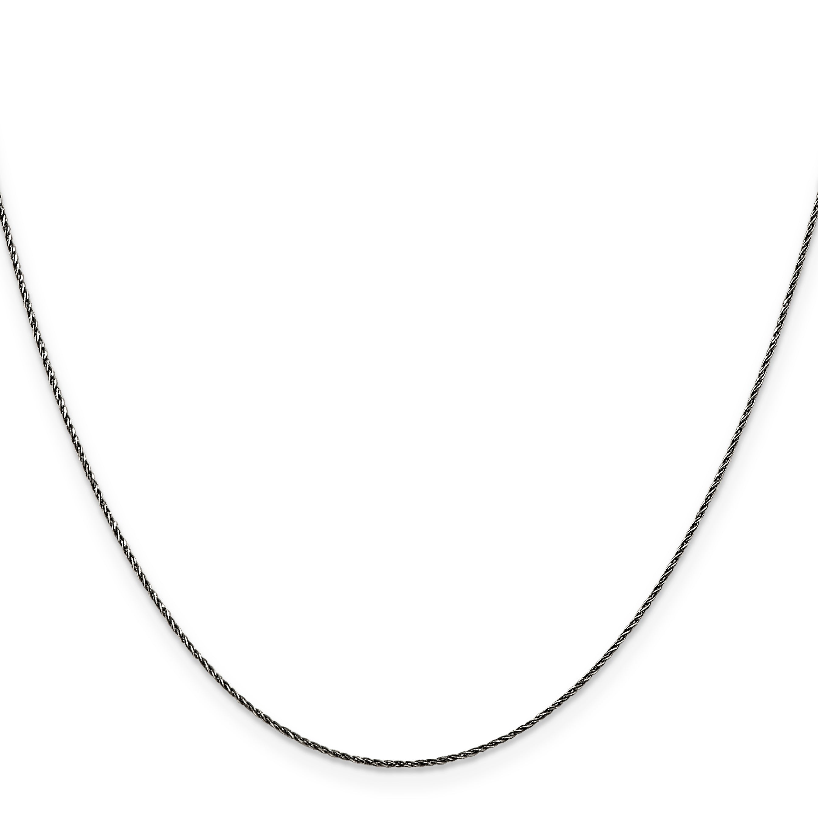 26 Inch Sterling Silver Ruthenium-Plated .75mm Twisted Tight Wheat Chain