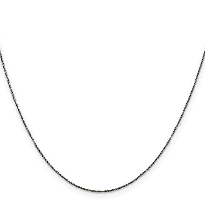 26 Inch Sterling Silver Ruthenium-Plated .75mm Twisted Tight Wheat Chain