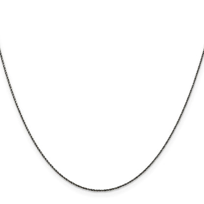 24 Inch Sterling Silver Ruthenium-Plated .75mm Twisted Tight Wheat Chain Necklace