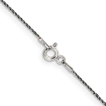 24 Inch Sterling Silver Ruthenium-Plated .75mm Twisted Tight Wheat Chain Necklace