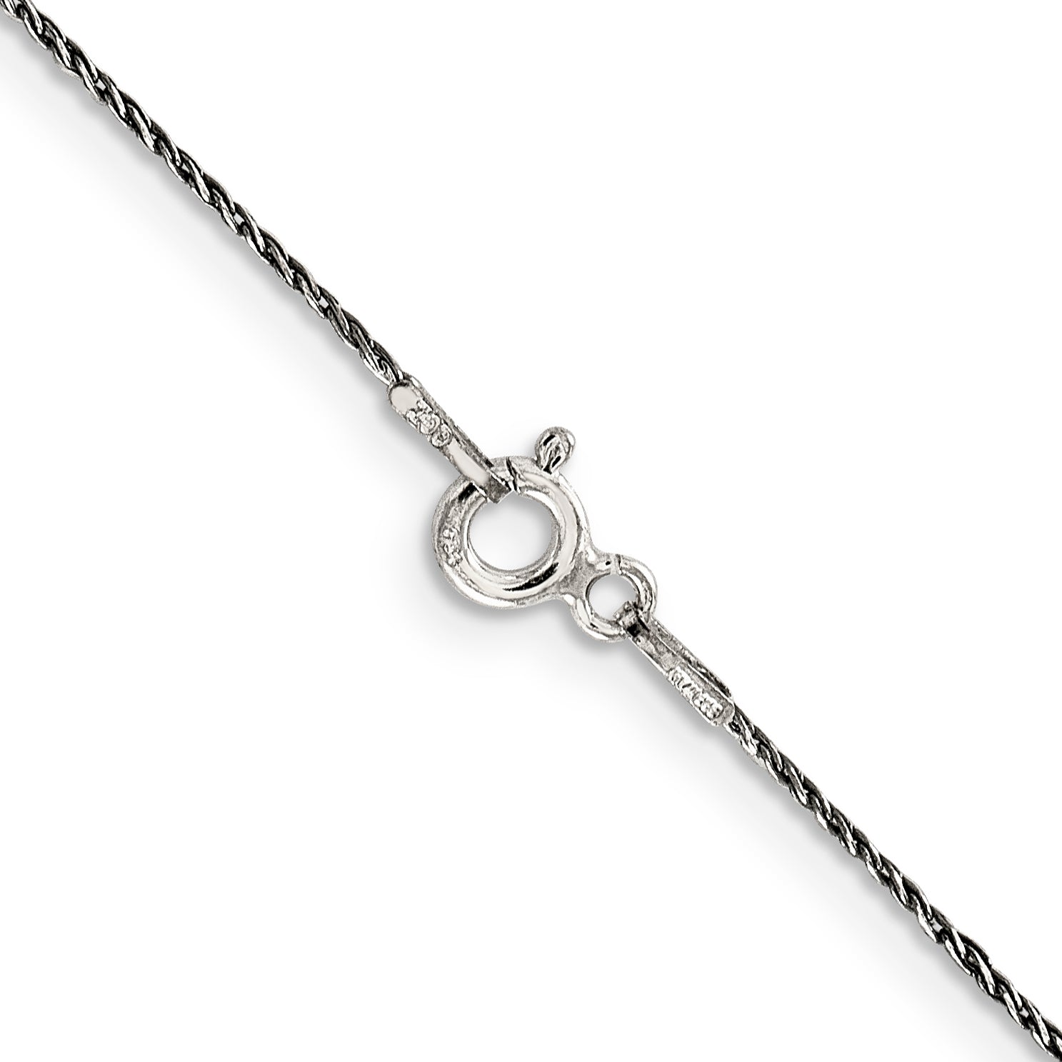 20 Inch Sterling Silver Ruthenium-Plated .75mm Twisted Tight Wheat Chain