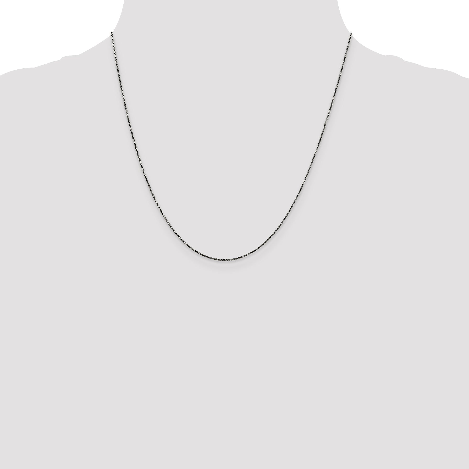 20 Inch Sterling Silver Ruthenium-Plated .75mm Twisted Tight Wheat Chain