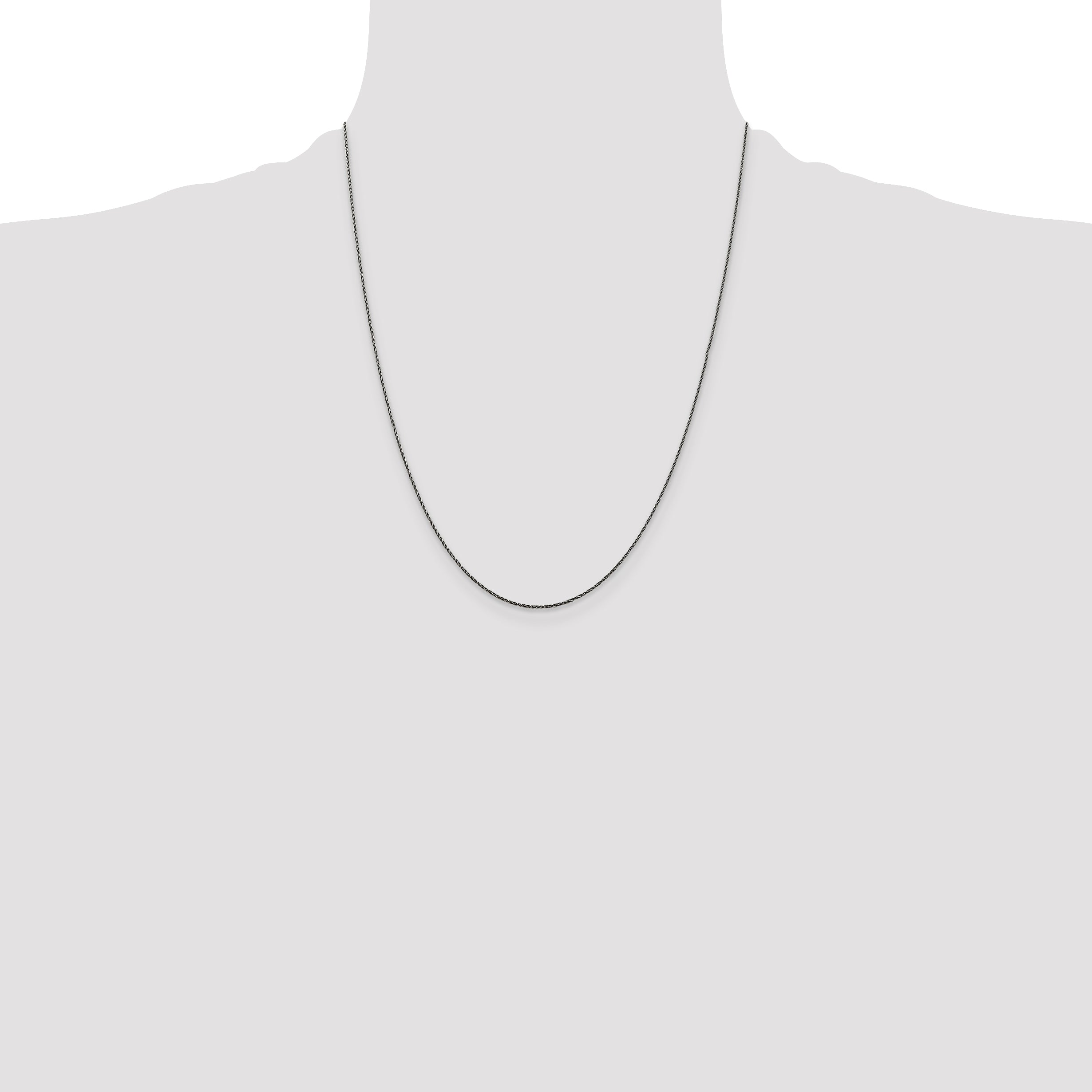 26 Inch Sterling Silver Ruthenium-Plated .75mm Twisted Tight Wheat Chain