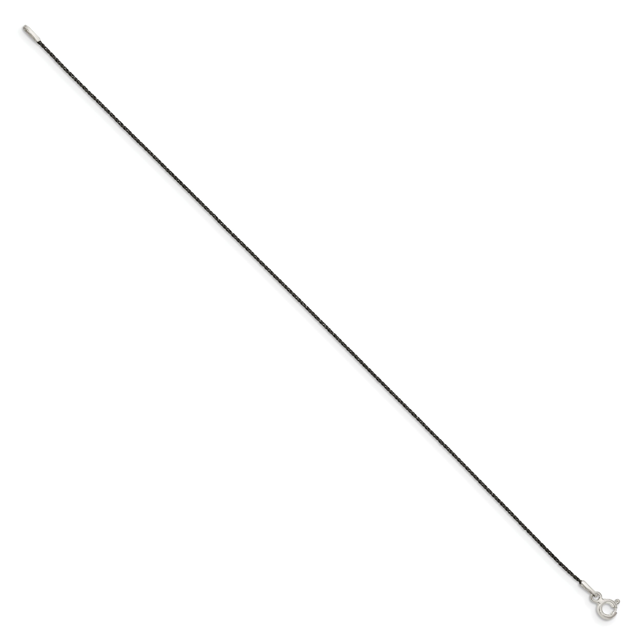 7 Inch Sterling Silver Ruthenium-Plated .75mm Twisted Tight Wheat Chain