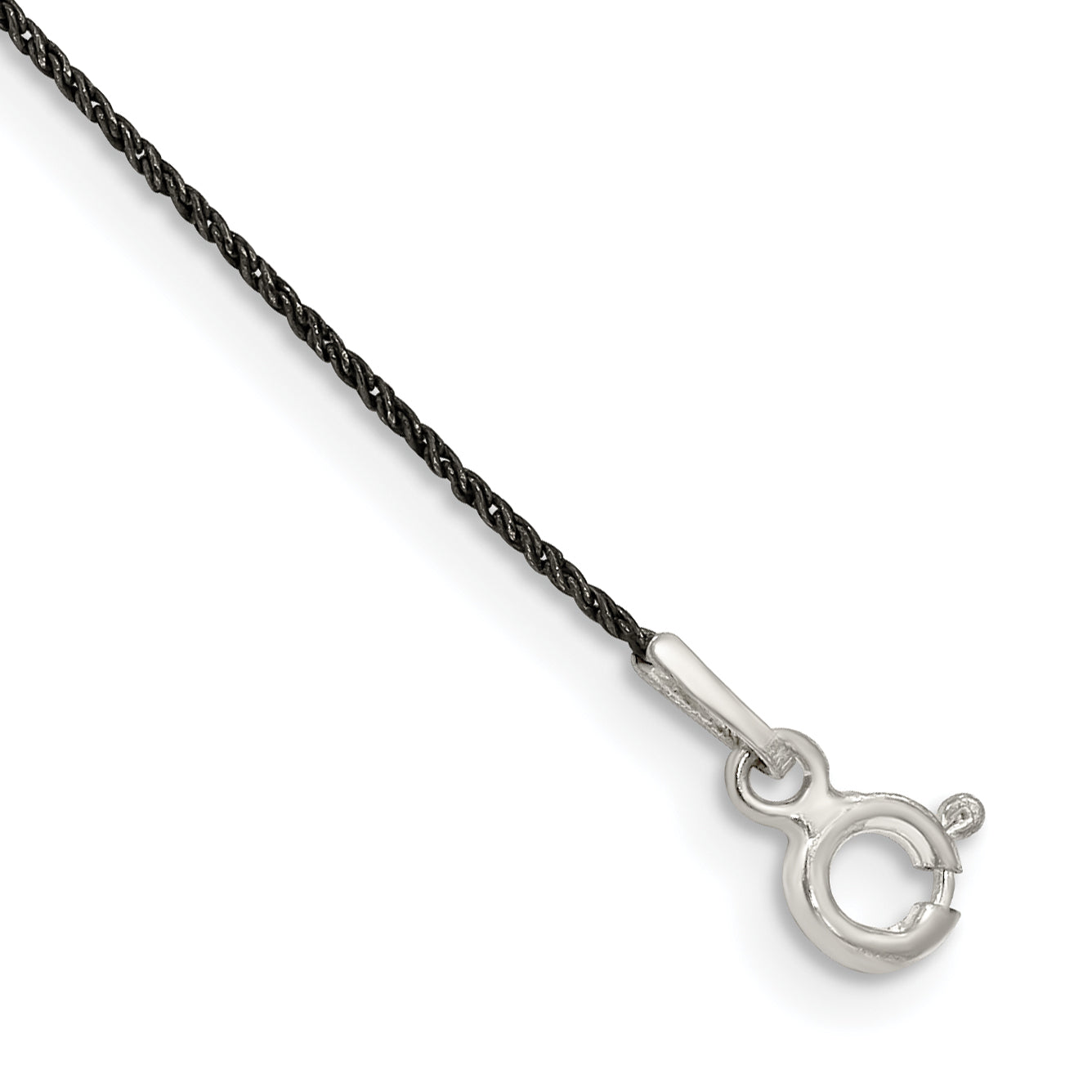 7 Inch Sterling Silver Ruthenium-Plated .75mm Twisted Tight Wheat Chain