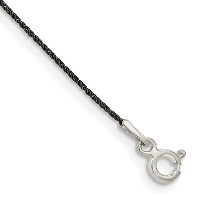 7 Inch Sterling Silver Ruthenium-Plated .75mm Twisted Tight Wheat Chain