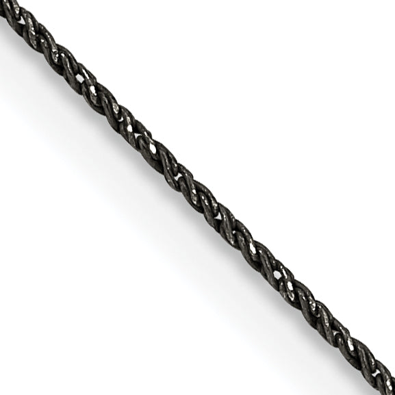 26 Inch Sterling Silver Ruthenium-Plated .75mm Twisted Tight Wheat Chain