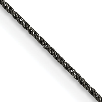 26 Inch Sterling Silver Ruthenium-Plated .75mm Twisted Tight Wheat Chain