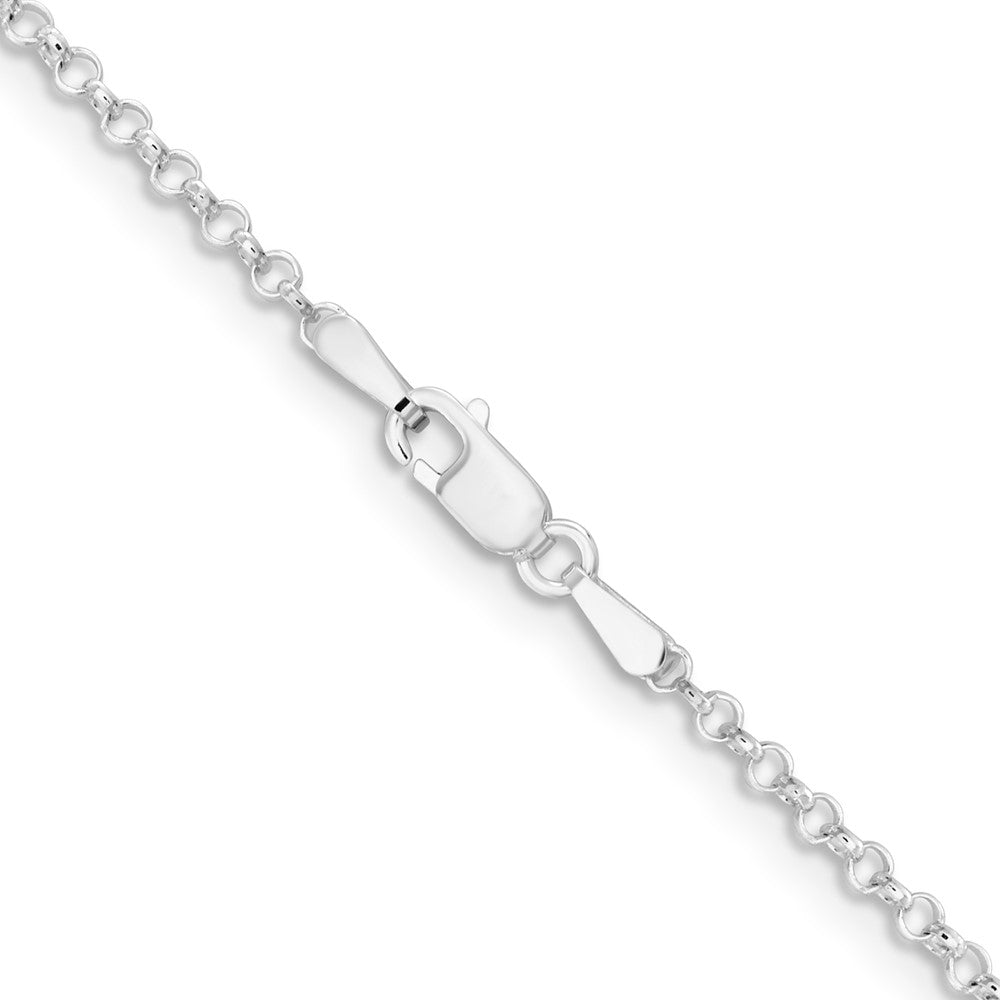 16 Inch Sterling Silver Rhodium-Plated 2mm Rolo Chain Necklace