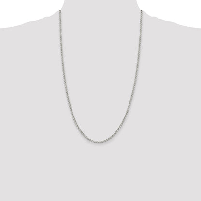 26 Inch Sterling Silver 2.8mm Rolo Chain Necklace