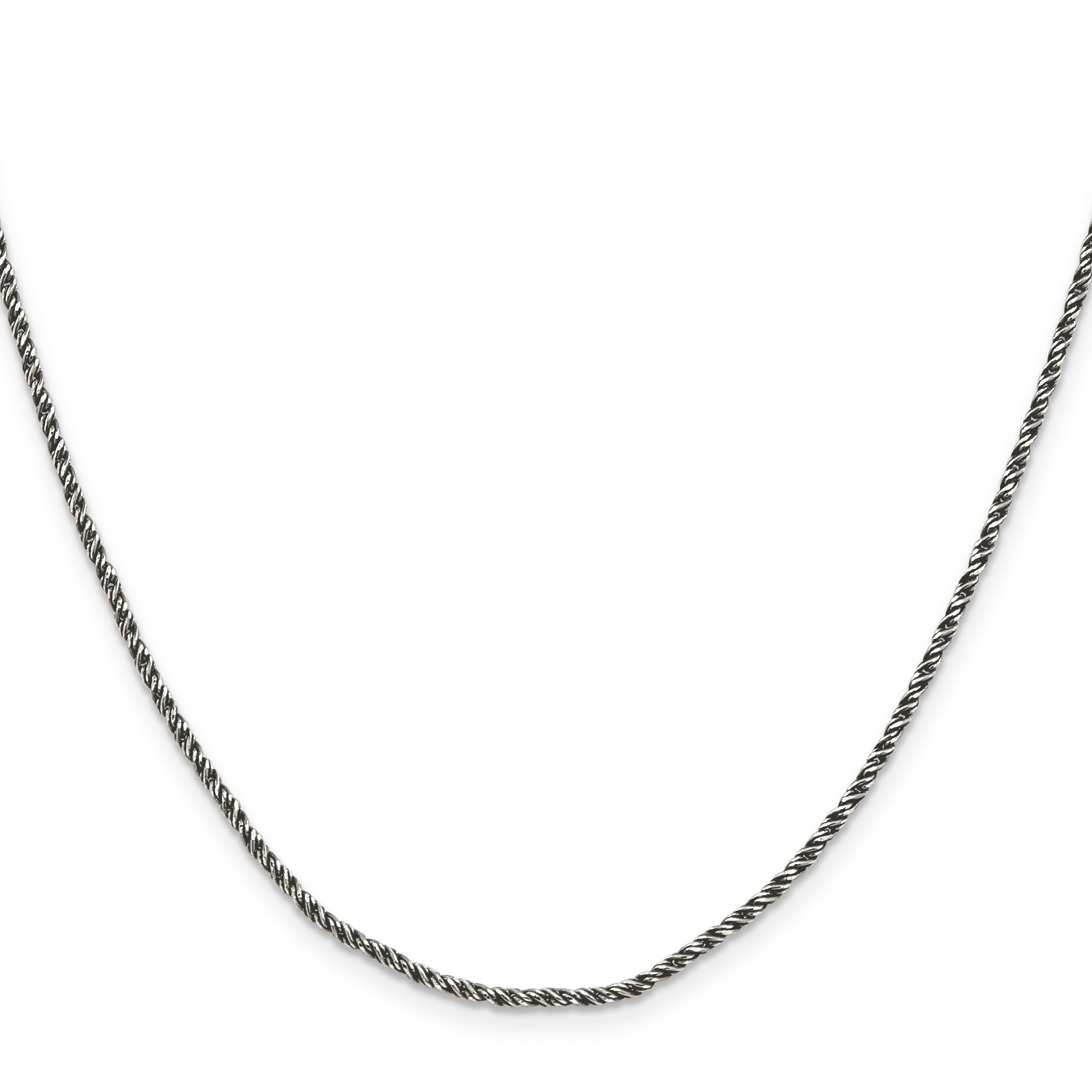20 Inch Sterling Silver Ruthenium-Plated 1.7mm Twisted Tight Wheat Chain Necklace