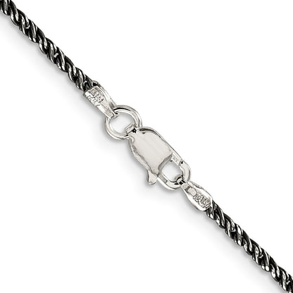 30 Inch Sterling Silver Ruthenium-Plated 1.7mm Twisted Tight Wheat Chain Necklace