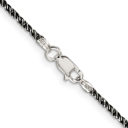 18 Inch Sterling Silver Ruthenium-Plated 1.7mm Twisted Tight Wheat Chain Necklace