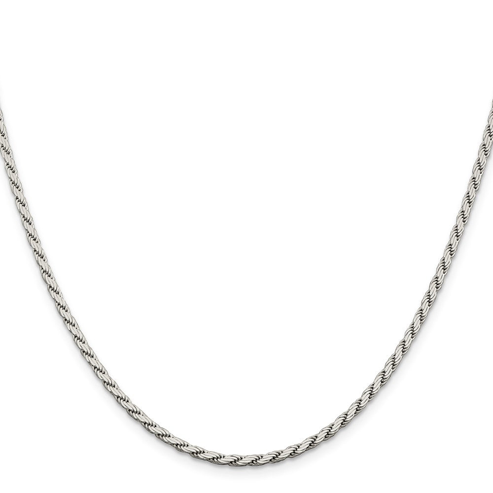 24 Inch Sterling Silver 2.5mm Flat Rope Chain Necklace