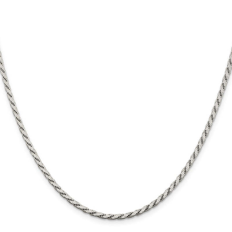 26 Inch Sterling Silver 2.5mm Flat Rope Chain Necklace