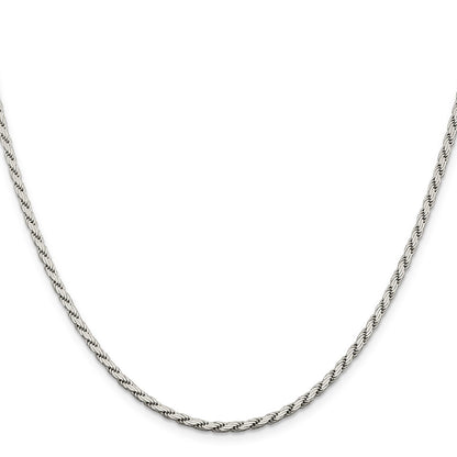 22 Inch Sterling Silver 2.5mm Flat Rope Chain Necklace