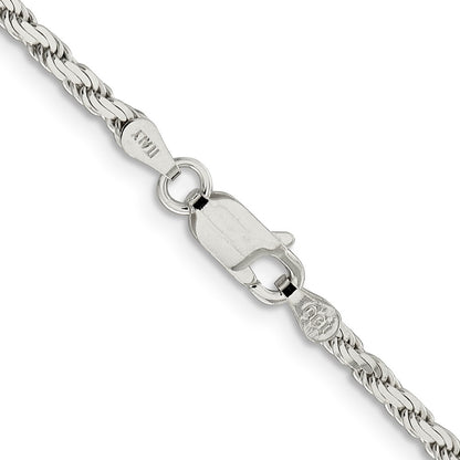 18 Inch Sterling Silver 2.5mm Flat Rope Chain Necklace