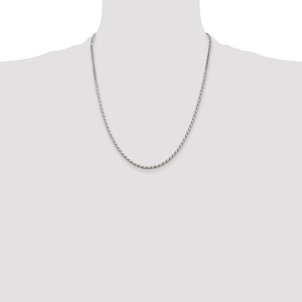 22 Inch Sterling Silver 2.5mm Flat Rope Chain Necklace