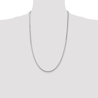 26 Inch Sterling Silver 2.5mm Flat Rope Chain Necklace