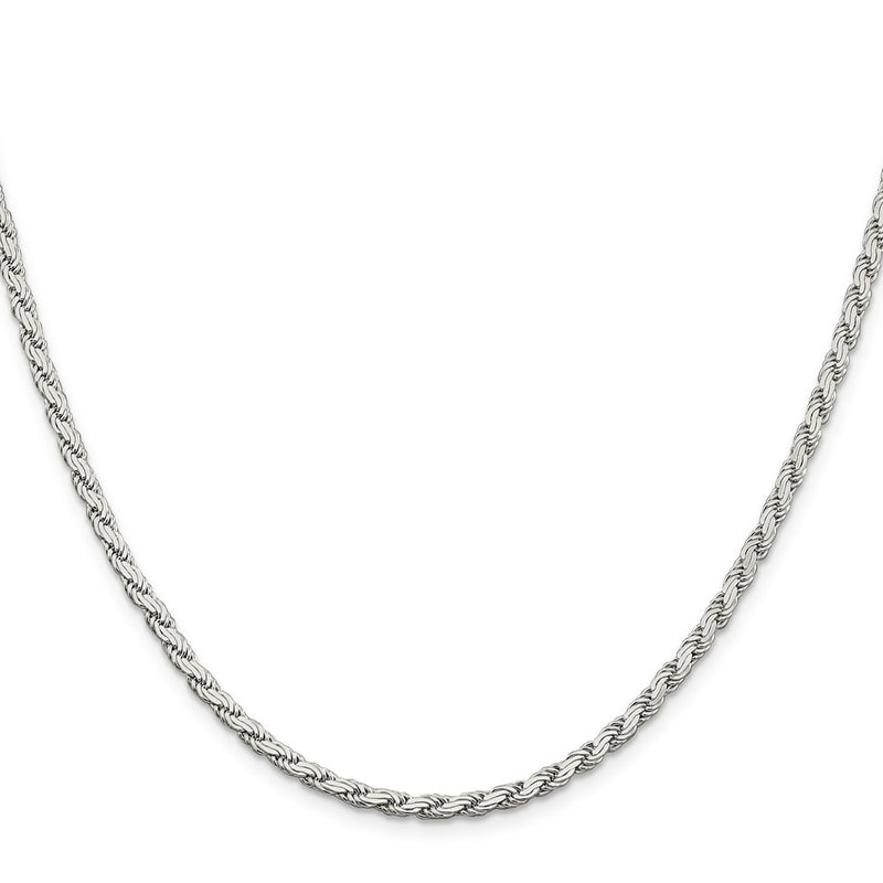 24 Inch Sterling Silver 3.1mm Flat Rope Chain Necklace