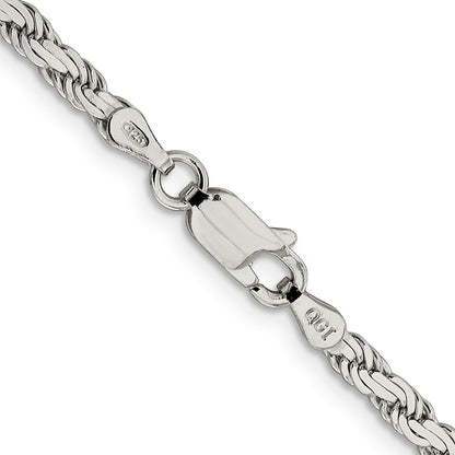 24 Inch Sterling Silver 3.1mm Flat Rope Chain Necklace