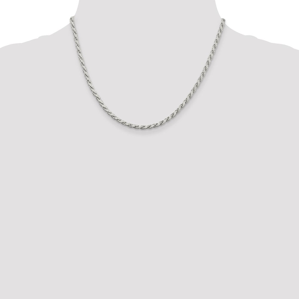 18 Inch Sterling Silver 3.1mm Flat Rope Chain Necklace