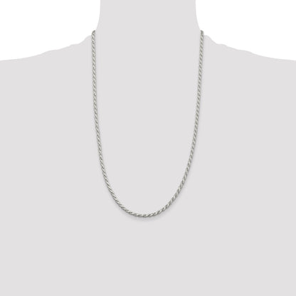 26 Inch Sterling Silver 3.1mm Flat Rope Chain Necklace