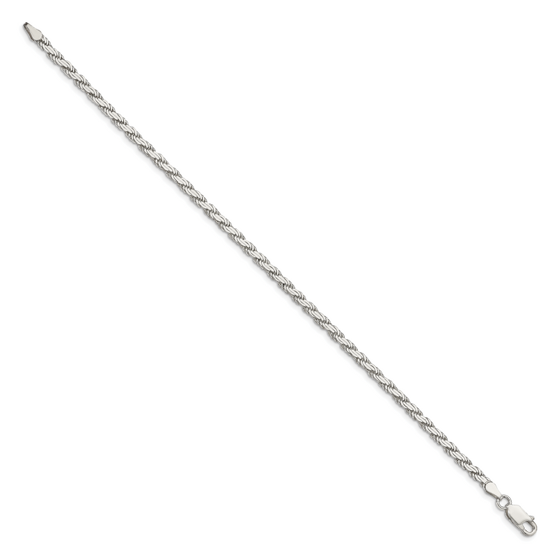 8 Inch Sterling Silver 3.1mm Flat Rope Chain Bracelet