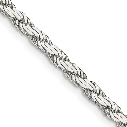 16 Inch Sterling Silver 3.1mm Flat Rope Chain Necklace