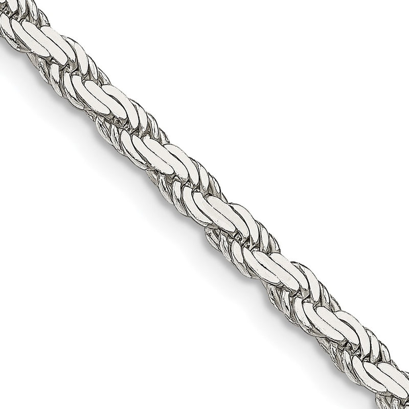 16 Inch Sterling Silver 3.1mm Flat Rope Chain Necklace