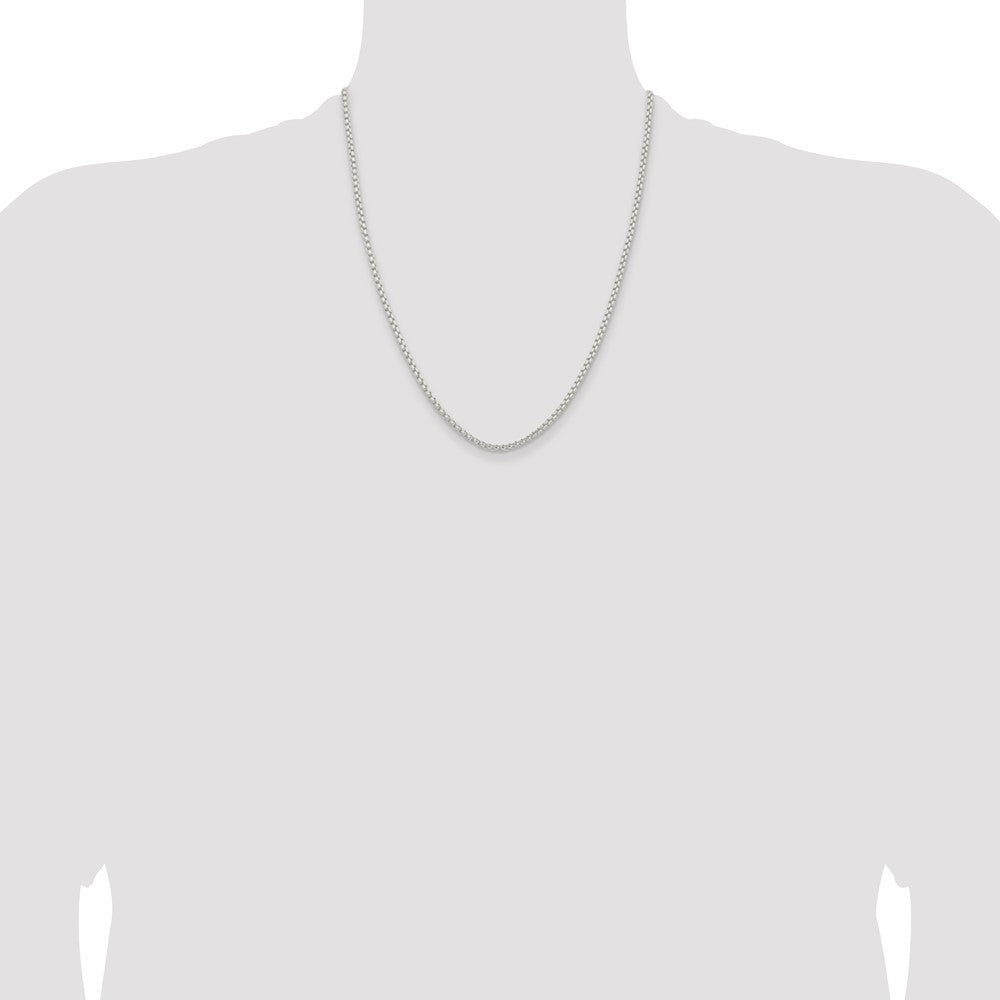 22 Inch Sterling Silver 2.6mm Round Box Chain Necklace