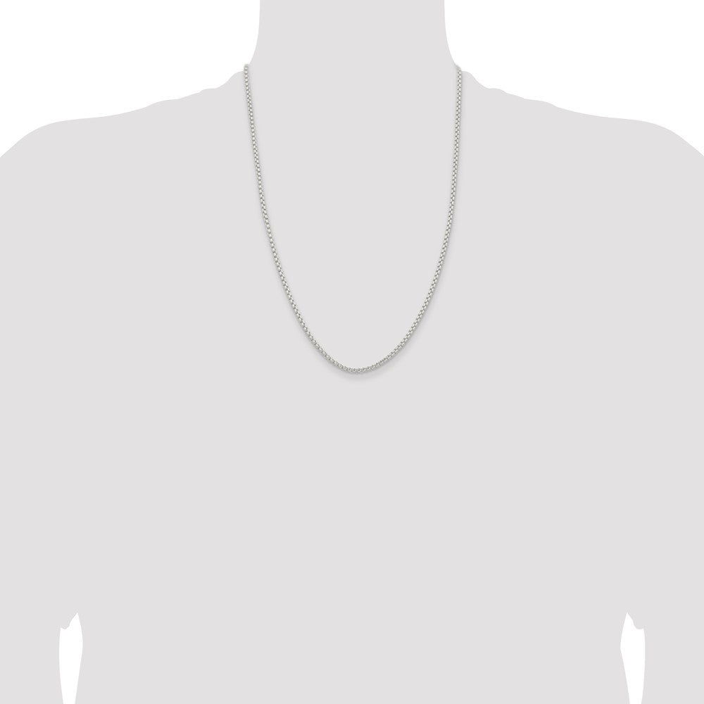 24 Inch Sterling Silver 2.6mm Round Box Chain Necklace