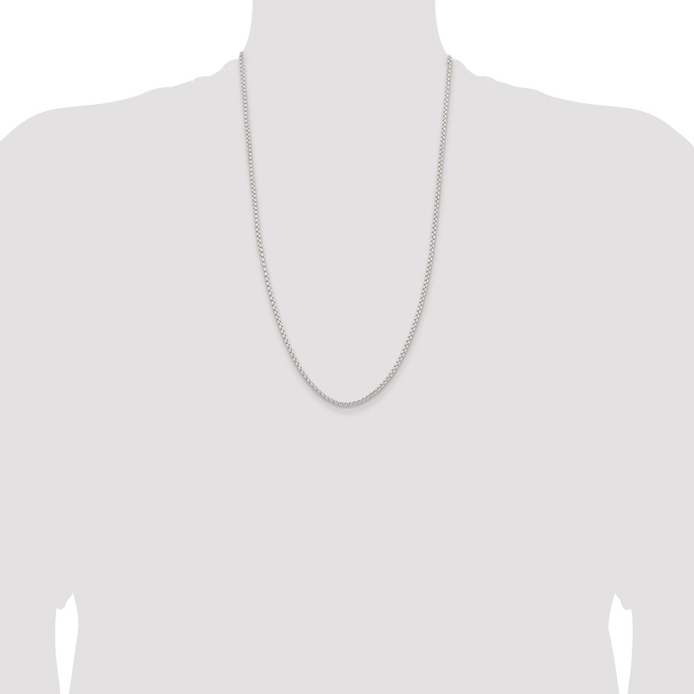26 Inch Sterling Silver 2.6mm Round Box Chain Necklace