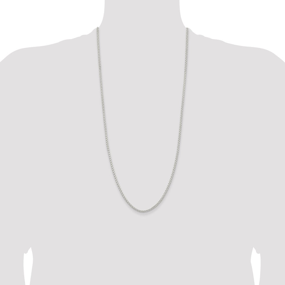 30 Inch Sterling Silver 2.6mm Round Box Chain Necklace