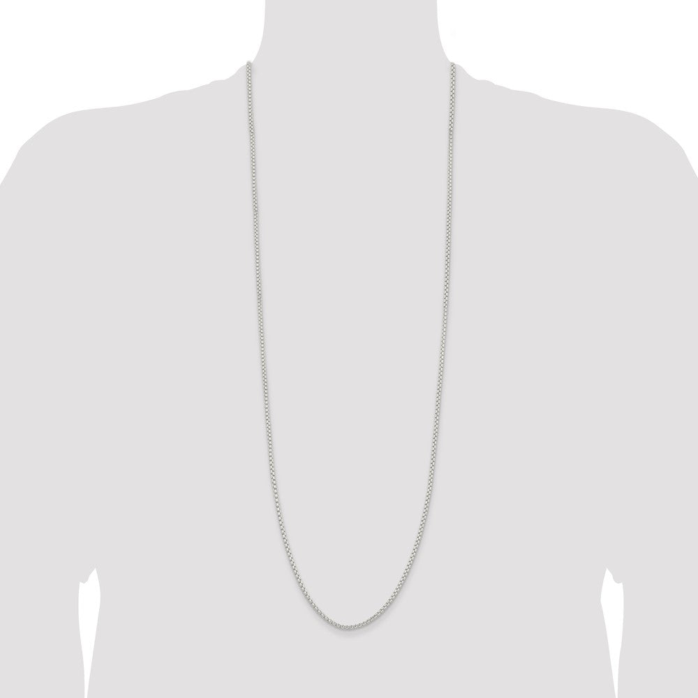36 Inch Sterling Silver 2.6mm Round Box Chain Necklace