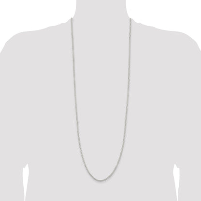 36 Inch Sterling Silver 2.6mm Round Box Chain Necklace