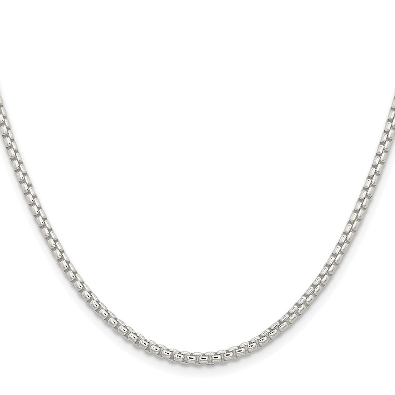 Sterling Silver Rhodium-Plated 2.6mm Round Box Chain