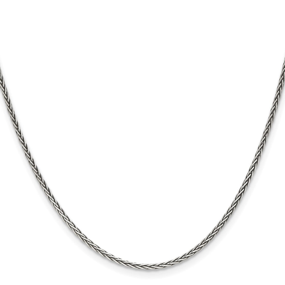 30 Inch Sterling Silver Antiqued 1.6mm Solid Square Spiga Chain Necklace