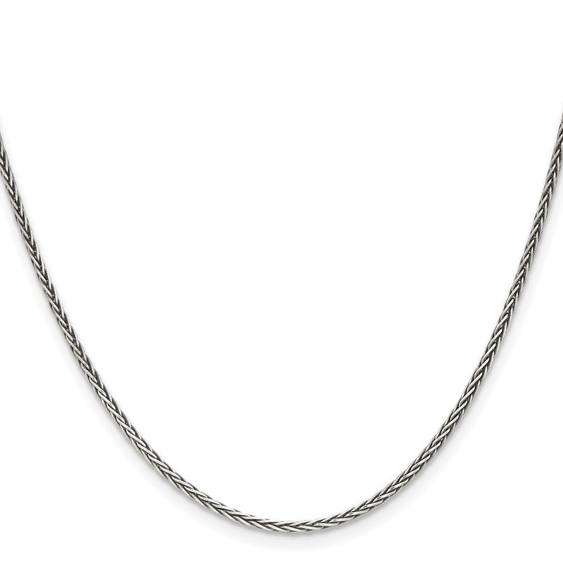26 Inch Sterling Silver Antiqued 1.6mm Solid Square Spiga Chain Necklace
