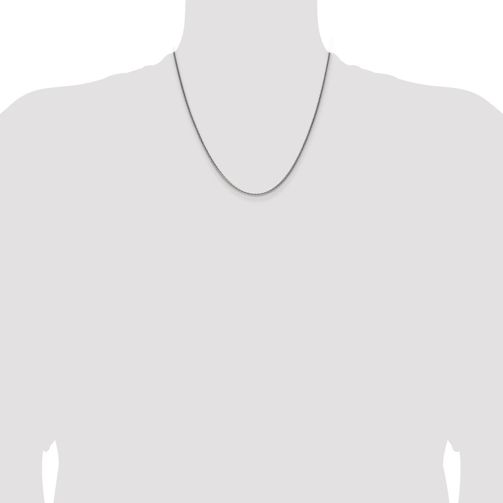 20 Inch Sterling Silver Antiqued 1.6mm Solid Square Spiga Chain Necklace