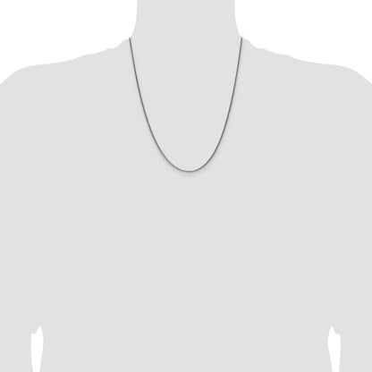 22 Inch Sterling Silver Antiqued 1.6mm Solid Square Spiga Chain Necklace